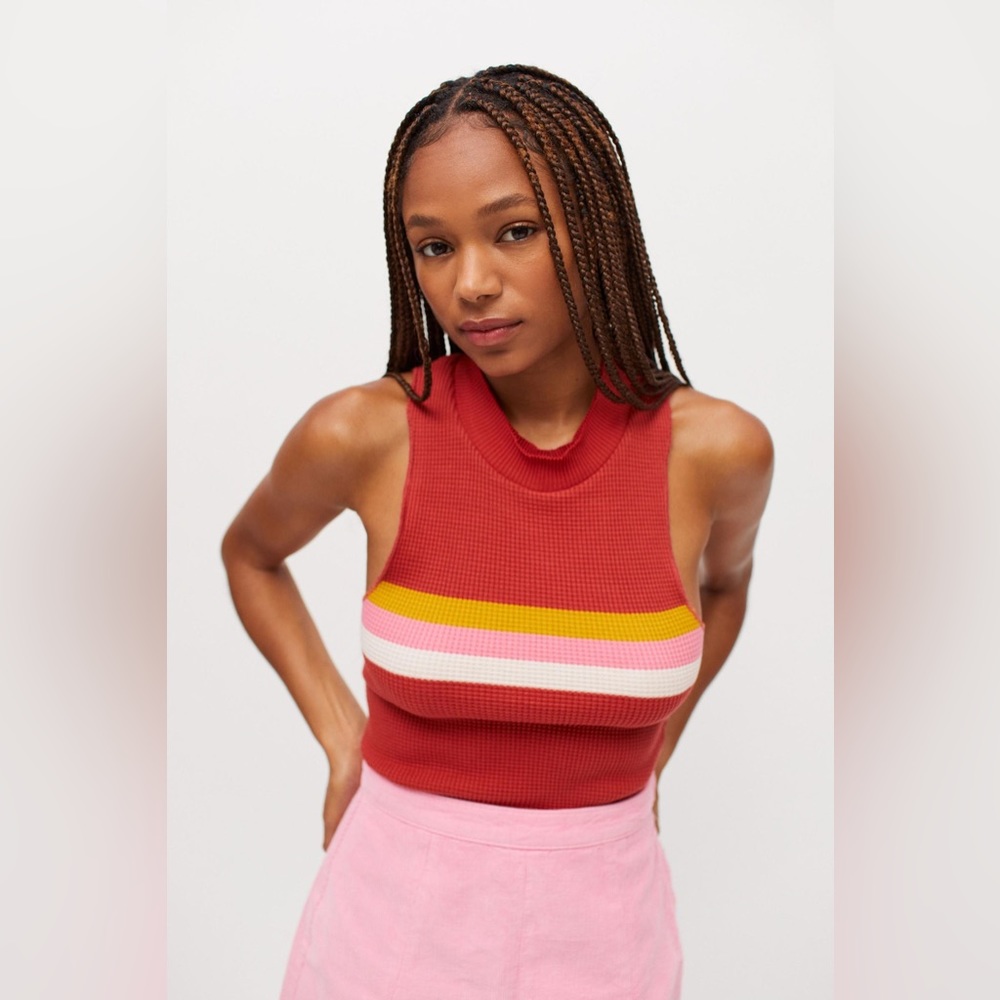 NWT! BDG Paula Waffle Racerback Tank Top!❤️🧡🩷
